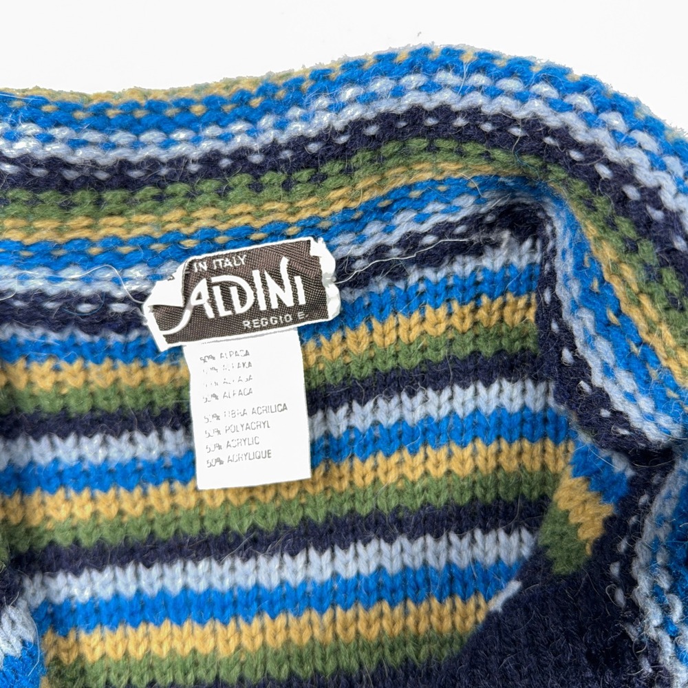 Aldini Open Cardigan Women Small Longline Aztec Made in Italy Alpaca Vintage - Picture 7 of 10